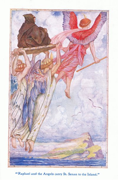 1912年，拉斐尔和天使将圣森南带到了岛上 作者 Henry Justice Ford