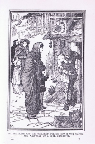 1912年，圣伊丽莎白和她的孩子们走出城堡，受到这位可怜的旅店老板的欢迎 作者 亨利·正义·福特