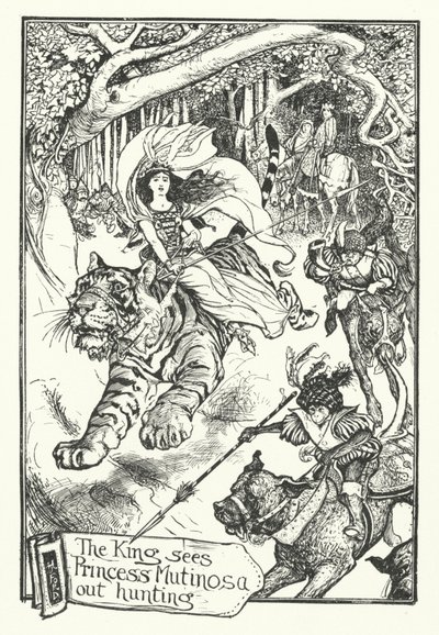 国王看到穆蒂诺萨公主出去打猎（雕版画 作者 亨利·正义·福特
