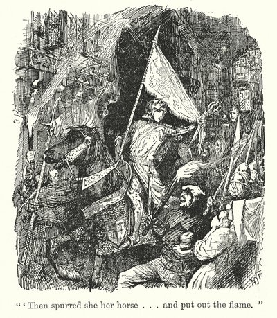 "然后她策马熄灭了火焰"（石版画） 作者 亨利·正义·福特