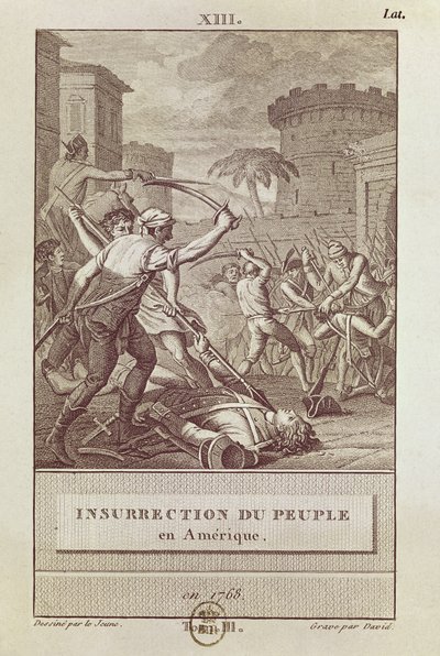 1768年美国人民的起义，由大卫雕刻 作者 亨利·勒·朱恩