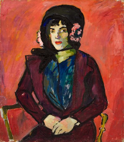 一个女孩的画像，1909-1914。 作者 亨利·莱曼·萨恩
