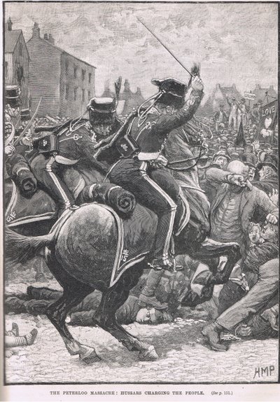 带有Hu骑兵的彼得罗大屠杀，卡塞尔的“英国插图史”中的插图，于1910年出版 作者 佩吉特亨利万豪酒店