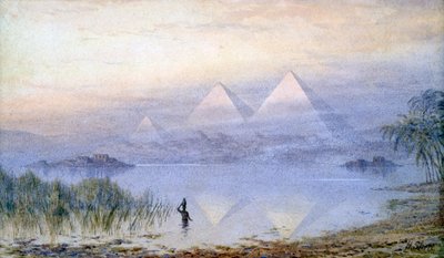 尼罗河洪水中的金字塔》，埃及，1888年 作者 亨利·诺尔·肖