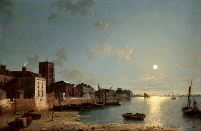 Cheyne Walk in Chelsea, by Moonlight", 约1850年 作者 亨利·佩特