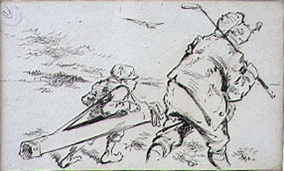 笨拙的高尔夫球员，来自《图形》杂志的插图，约1870年出版（平版）。 作者 亨利·桑德考克
