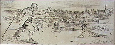 愤怒的高尔夫球手，来自《图形》杂志的插图，约1870年出版（平版）。 作者 亨利·桑德考克