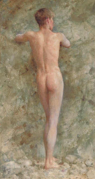 站立的男性裸体，1914年 作者 Henry Scott Tuke