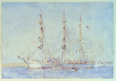 1914 年 7 月，法尔茅斯的法国船只 Marecual de Cashes [Mareschal de Cashes？]，20 世纪初（水彩画） 作者 亨利·斯科特·图克