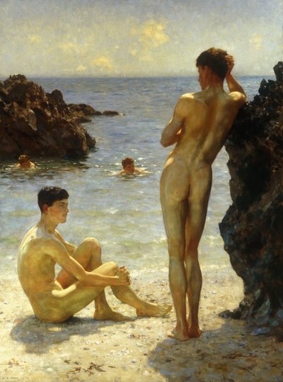 太阳恋人，1923年 作者 Henry Scott Tuke