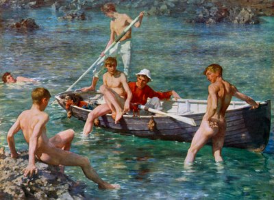 红宝石，黄金和孔雀石，1902年，1912年。 作者 Henry Scott Tuke