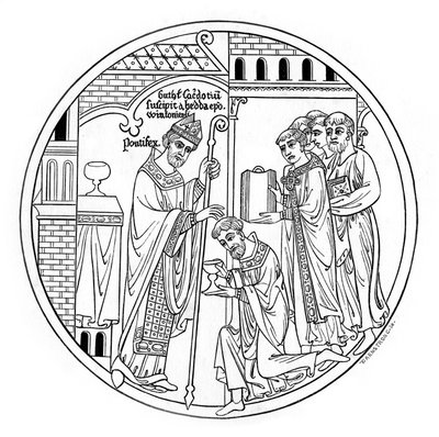 温彻斯特的赫达（Hedda）在1843年奉献了12世纪晚期的圣古斯拉克（St Guthlac）。 作者 亨利·肖