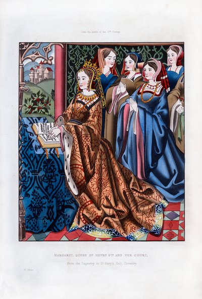 亨利六世女王玛格丽特（Margaret）和她的宫廷，十五世纪中叶，1843年。 作者 亨利·肖