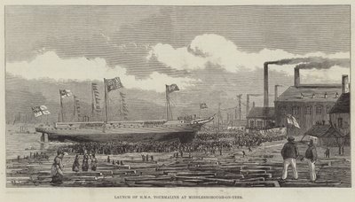 在Middlesborough-on-Tees推出HMS电气石 作者 亨利·斯佩农·托泽