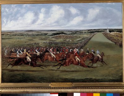 转折点，英国德比的角斗士获胜者 亨利·阿尔肯（1774-1850）1865 年的绘画。巴黎，Societe 鼓励 - 转折点，“角斗士”“”英国德比的获胜者。 亨利·阿尔肯（Henry Alken，1774-1850）的绘画，1865 年。Societe d