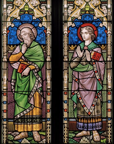 St Luke和St John，c.1859（彩色玻璃） 作者 亨利·史黛西·马克斯