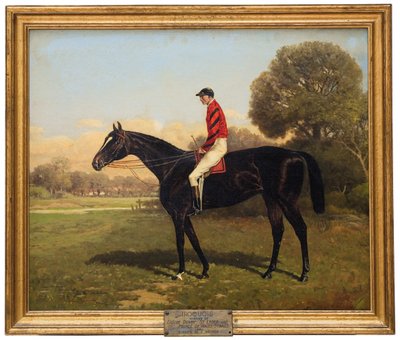 易洛魁人与弗雷德·阿切尔（Fred Archer），埃普索德比（Epsom Derby），圣莱热（St. Leger）和威尔士亲王（Prince of Wales）得奖者，于1881年获胜 作者 亨利·斯托尔