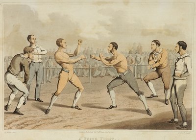 A Prize Fight，由J. Clark雕刻，1820年出版（水印）。 作者 亨利·托马斯（之后）阿尔肯