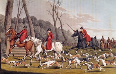 狩猎。"猎狐 "英国石版画，亨利-阿尔肯（1774-1850）19世纪巴黎，B.N. 作者 亨利·托马斯·阿尔肯