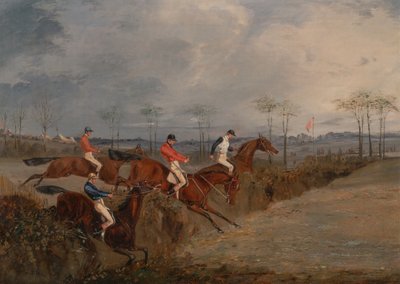 障碍赛的场景：另一个树篱，约1845年。 作者 亨利·托马斯·阿尔肯