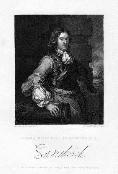 爱德华·蒙塔古（Edward Montagu），第一三明治三明治，英国海军军官，十九世纪 作者 亨利·托马斯·赖尔