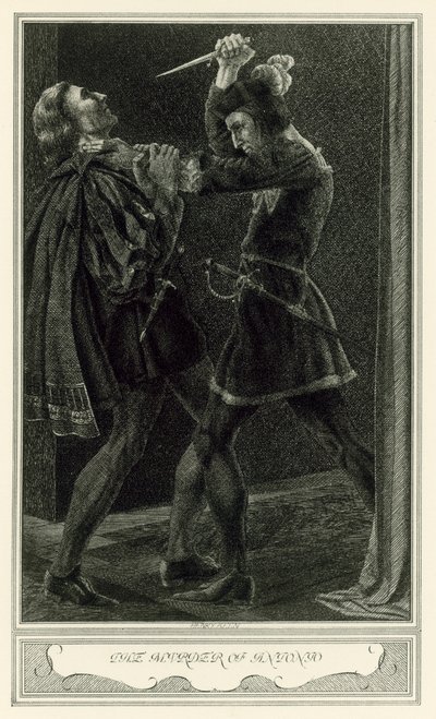 The Duchess Of Malfi by John Webster: The Murder of Antonio (litho) 作者 亨利·韦斯顿·基恩