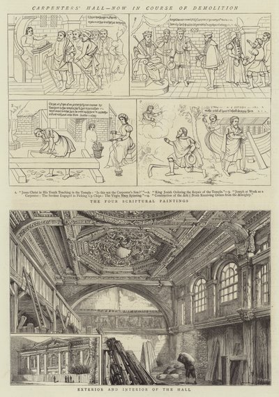 木匠大厅，现在正在拆除过程中 作者 Henry William Brewer