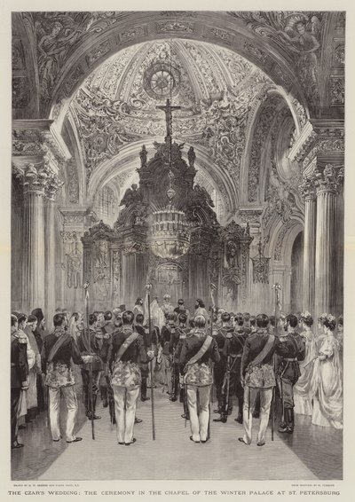 沙皇的婚礼，圣彼得堡冬宫教堂的仪式 作者 Henry William Brewer