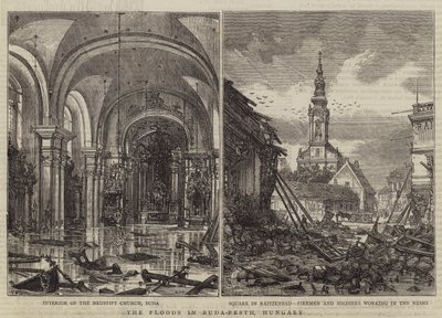 洪水在匈牙利布达佩斯特 作者 Henry William Brewer