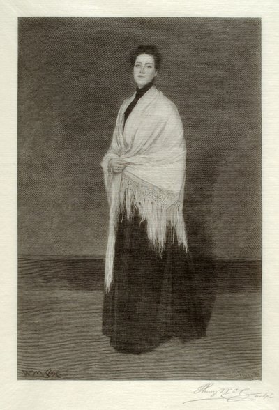 披白色披肩的女士 作者 亨利·沃尔夫