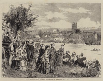 泰晤士河畔亨利帆船赛（Henley-on-Thames Regatta），河畔草图 作者 亨利·伍兹