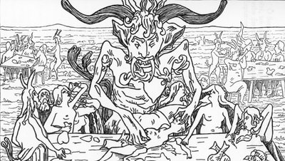 撒旦的盛宴 亨利·德·马尔沃斯特 (Henry de Malvost) 绘制的《撒旦主义与魔法》，朱尔斯·博伊斯 (Jules Bois) 1895 年 私人收藏 作者 亨利·德·马尔沃斯特