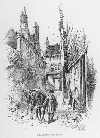 教练：The Elephant Inn, Exeter (litho) 作者 赫伯特（后）雷尔顿