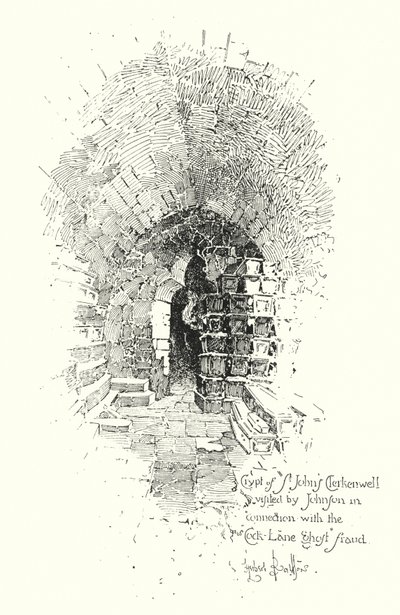 Crypt, St Johns Clerkenwell, visited by Dr Johnson in connection with the Cock Lane Ghost fraud (litho) 作者 赫伯特（后）雷尔顿