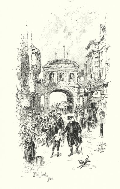 Dr Johnson, Fleet Street, London, in 1780 (litho) 作者 赫伯特（后）雷尔顿