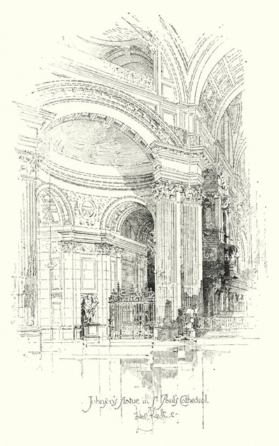 Dr Johnsons Statue, St Pauls Cathedral, London (litho) 作者 赫伯特（后）雷尔顿