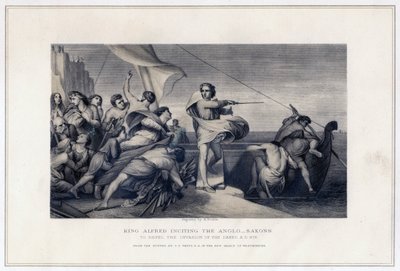 阿尔弗雷德国王煽动盎格鲁撒克逊人击退丹麦人的入侵，896年，c1847年 作者 赫伯特·伯恩