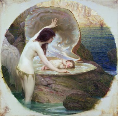 水宝宝，c.1900（布面油画） 作者 赫伯特·詹姆斯·德雷珀