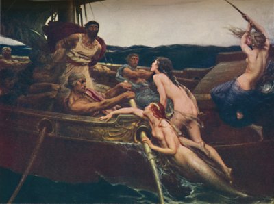 尤利西斯和警报器，1909年，c1950年。 作者 Herbert James Draper
