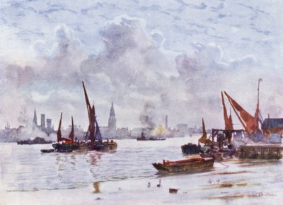 Battersea Reach（彩色石版画） 作者 赫伯特·孟席斯（后）马歇尔