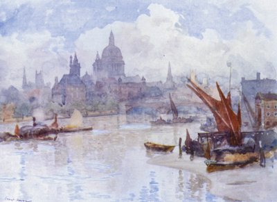 Blackfriars Reach（彩色石版画） 作者 赫伯特·孟席斯（后）马歇尔