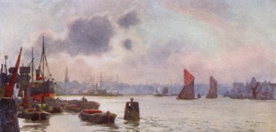 Lavender Wharf (colour litho) 作者 赫伯特·孟席斯（后）马歇尔