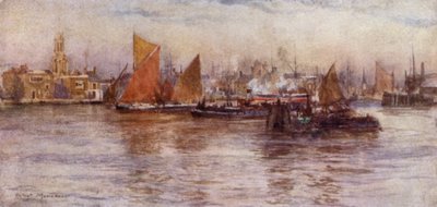 Limehouse Reach (colour litho) 作者 赫伯特·孟席斯（后）马歇尔