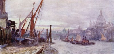 Southwark 的前滩（彩色石版画） 作者 赫伯特·孟席斯（后）马歇尔