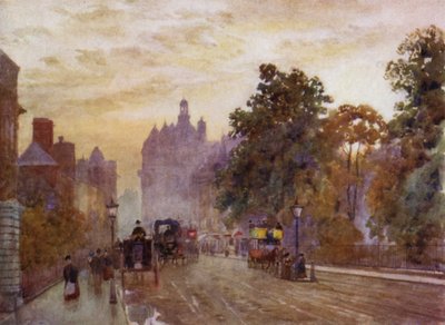 Westward from Hyde Park Corner (colour litho) 作者 赫伯特·孟席斯（后）马歇尔
