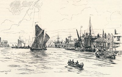 石灰屋码头（Limehouse Pier），1873年，1894年 作者 赫伯特·孟席斯·马歇尔