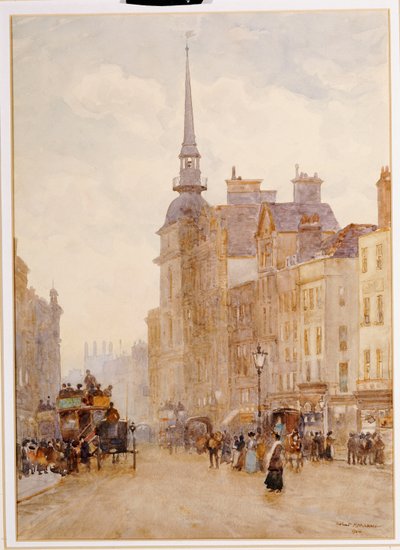 从圣保罗台阶上眺望Ludgate Hill，1900年 作者 赫伯特·孟席斯·马歇尔