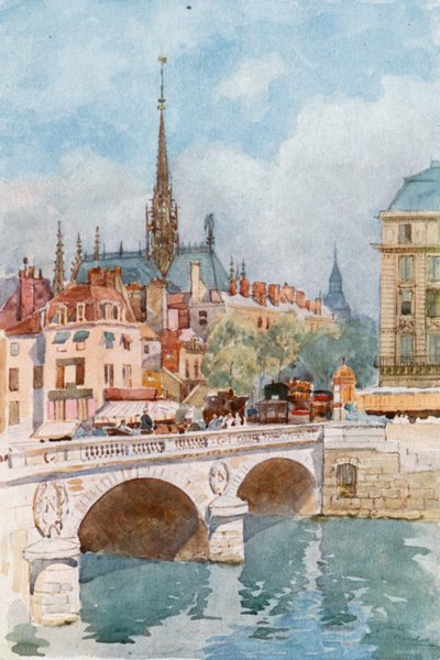 St Michel Bridge和Ste Chapelle，巴黎 作者 赫伯特·孟席斯·马歇尔