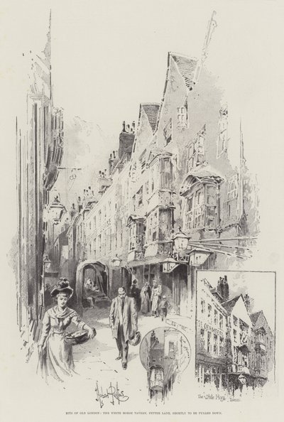 老伦敦的比特，白马酒馆，Fetter Lane，不久将被拆除 作者 Herbert Railton