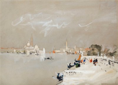 横跨泻湖，威尼斯（水彩画） 作者 大力神布拉巴松布拉巴松